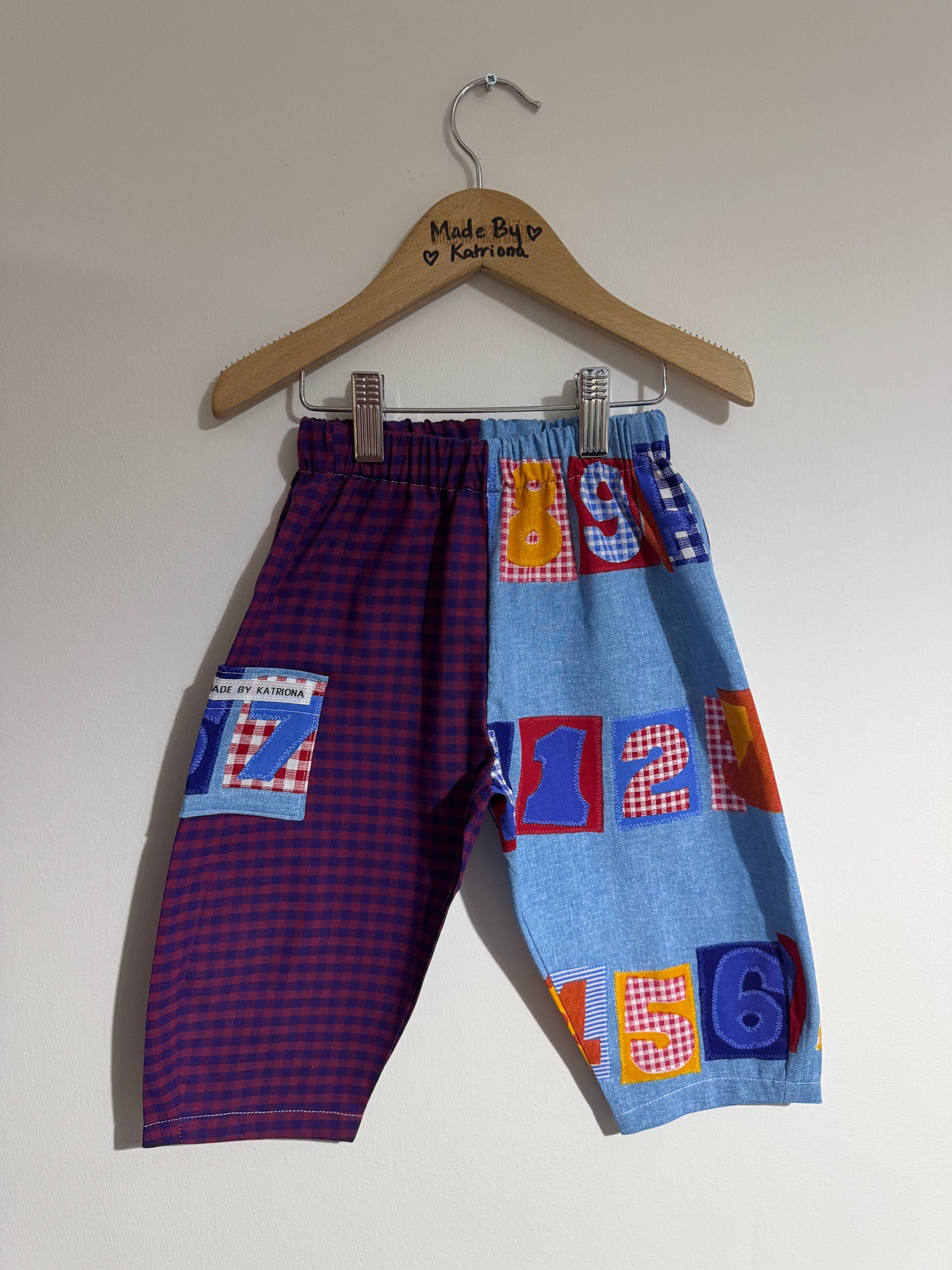 Number print & gingham pants 18-24 months