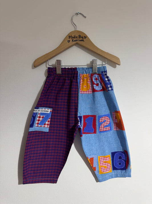 Number print & gingham pants 18-24 months