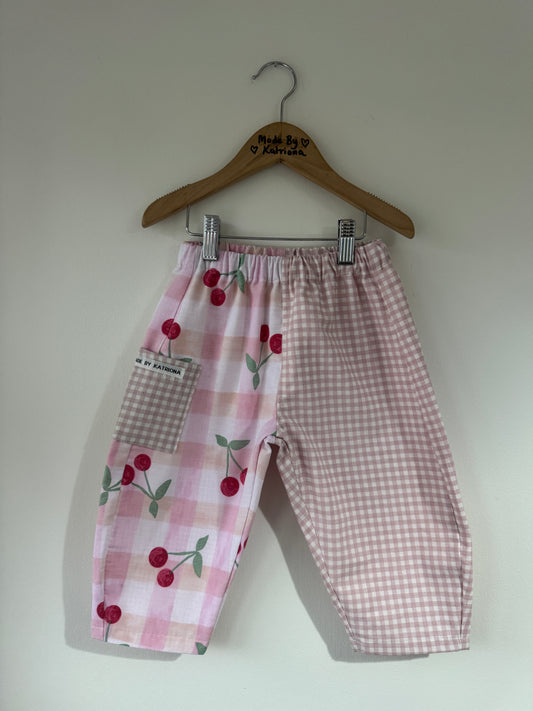 PRE ORDER Cherry print & pink gingham pants