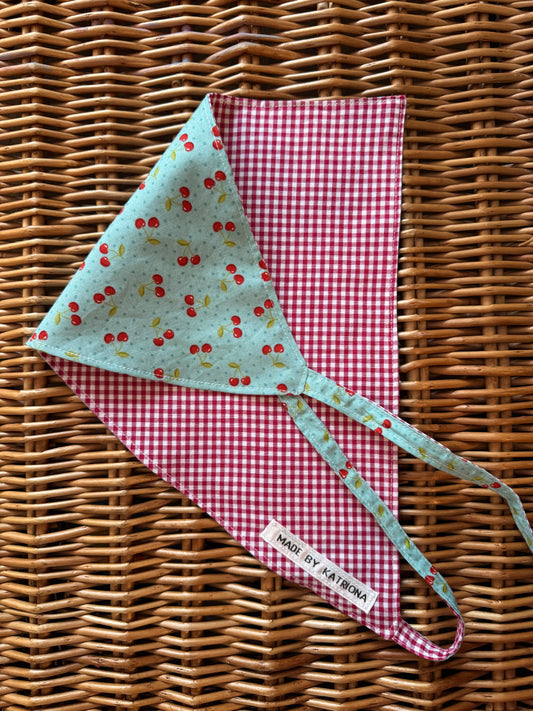 Reversible bandana cherry print & gingham