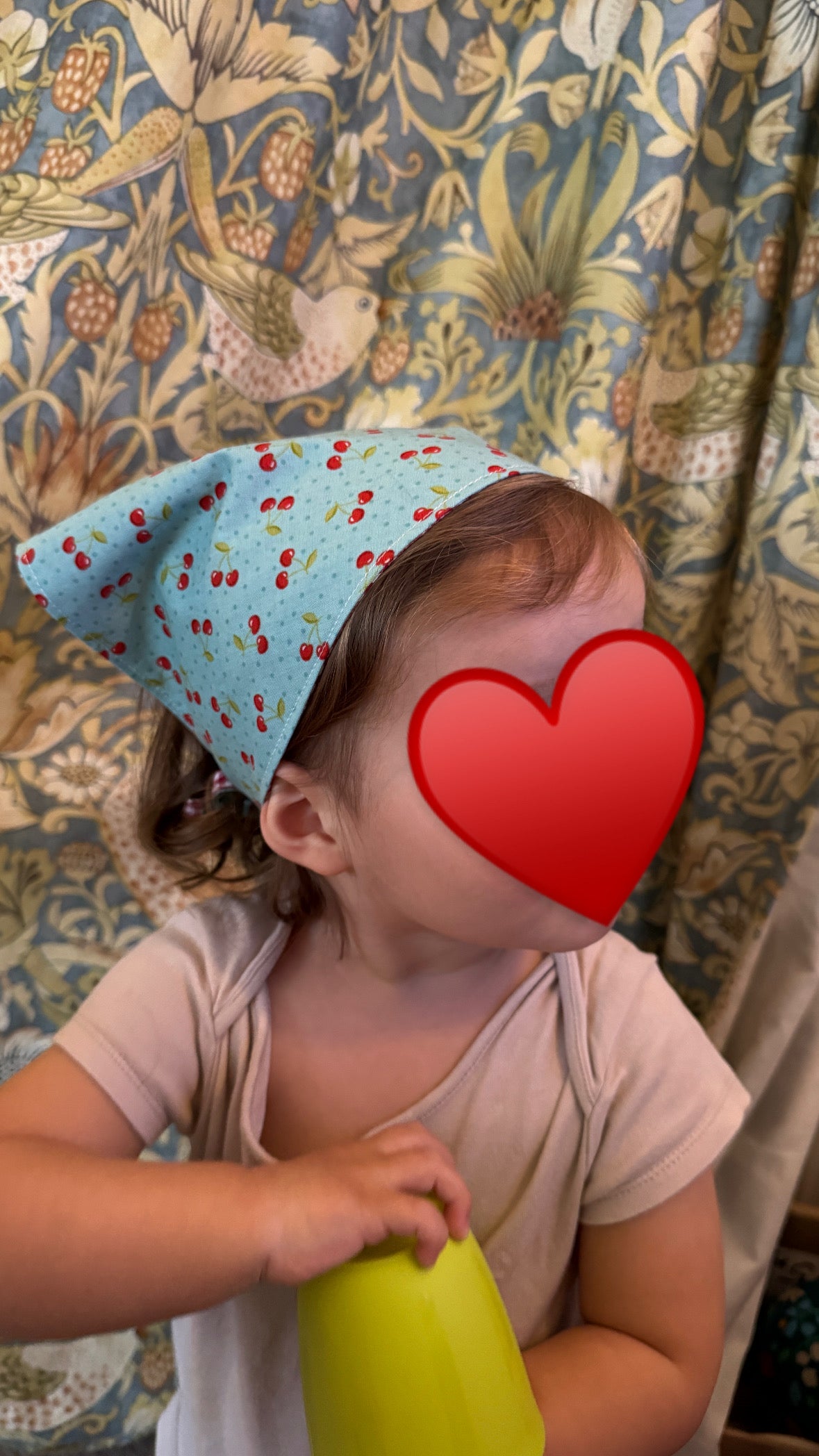 Reversible bandana cherry print & gingham