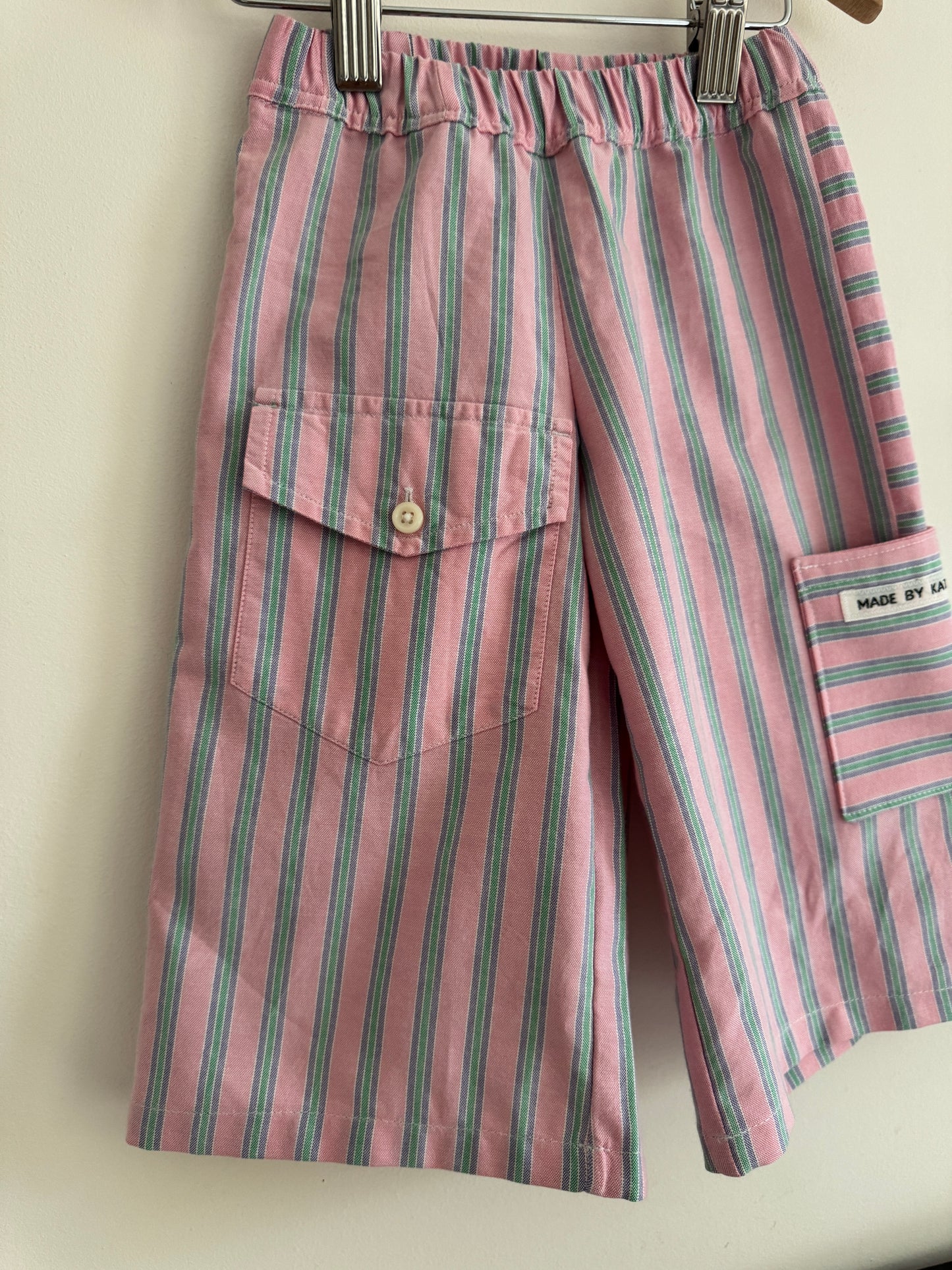 Pink striped balloon sleeve top & wide leg pant set 1-2 years