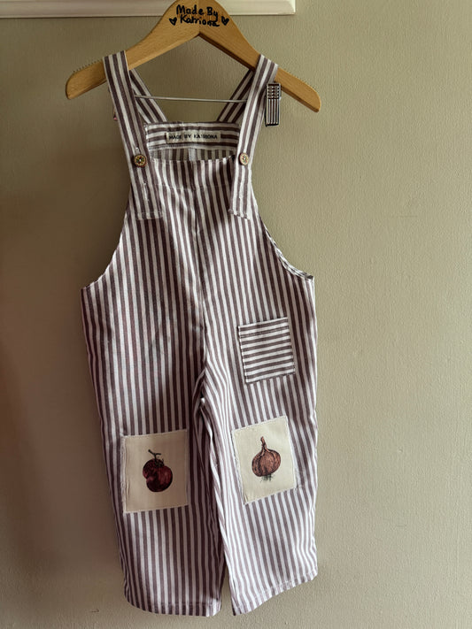 Veggie patch striped dungarees 12-18 months
