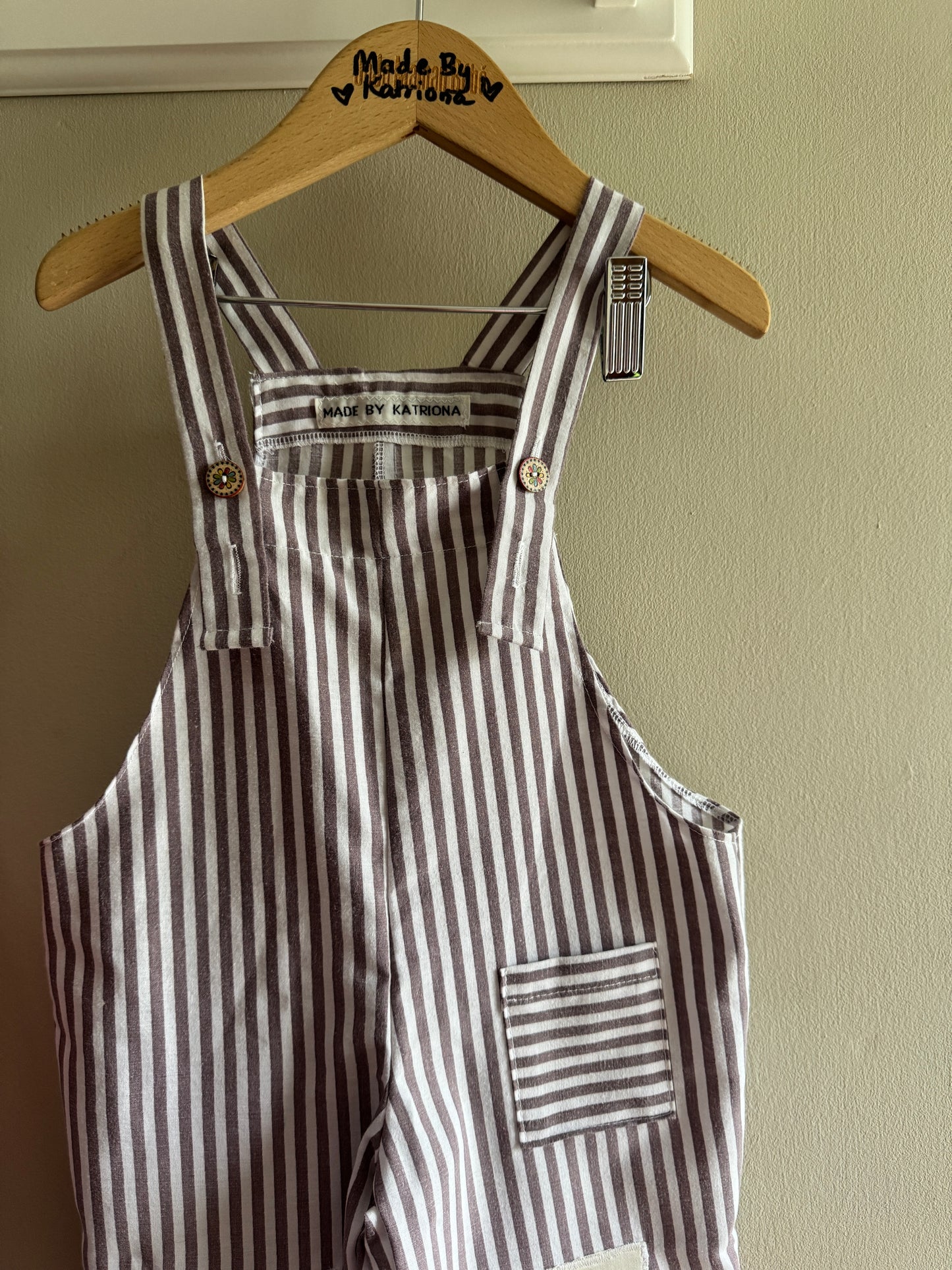 Veggie patch striped dungarees 12-18 months