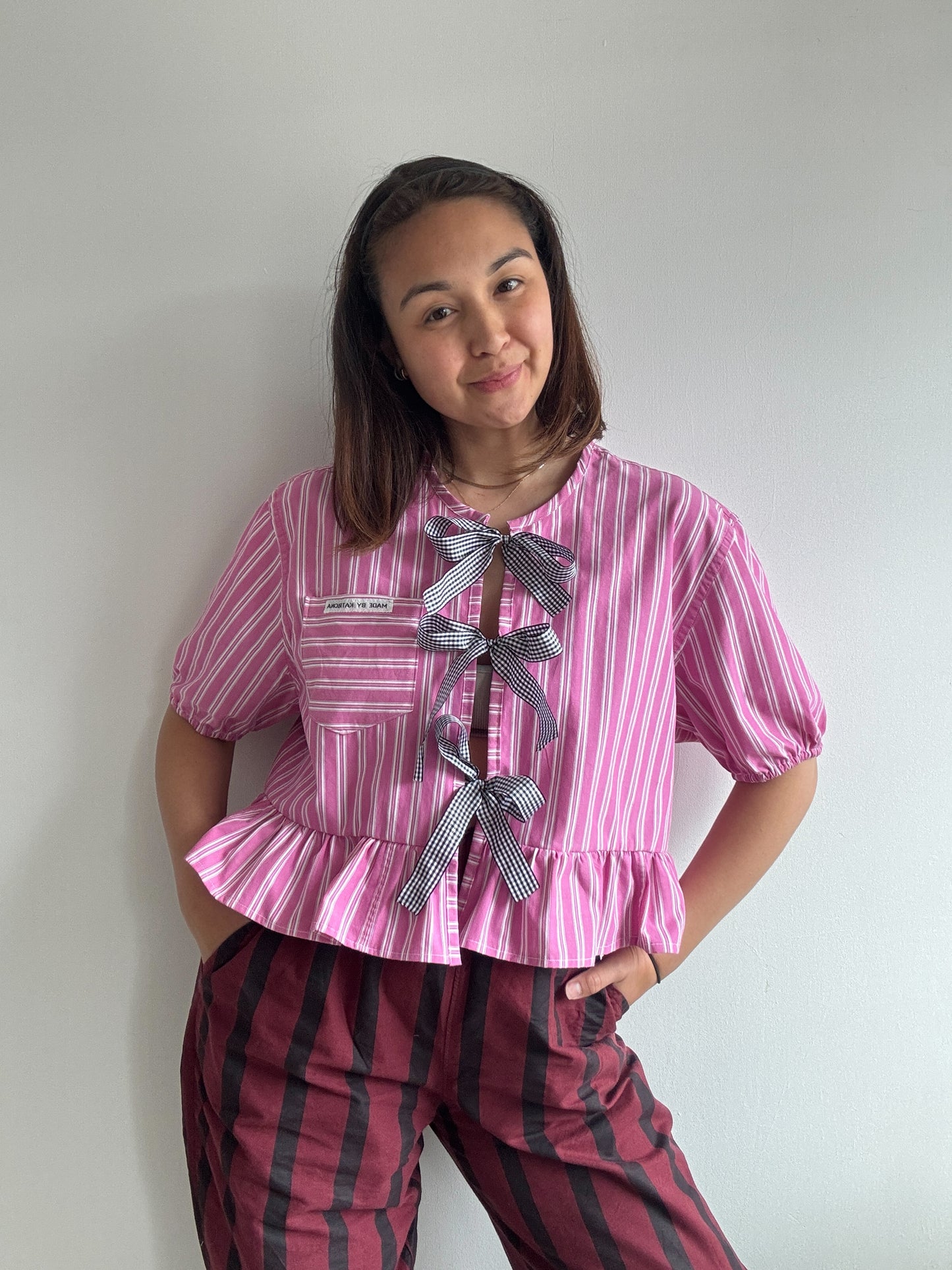 Darcy Peplum Bow Tie Blouse