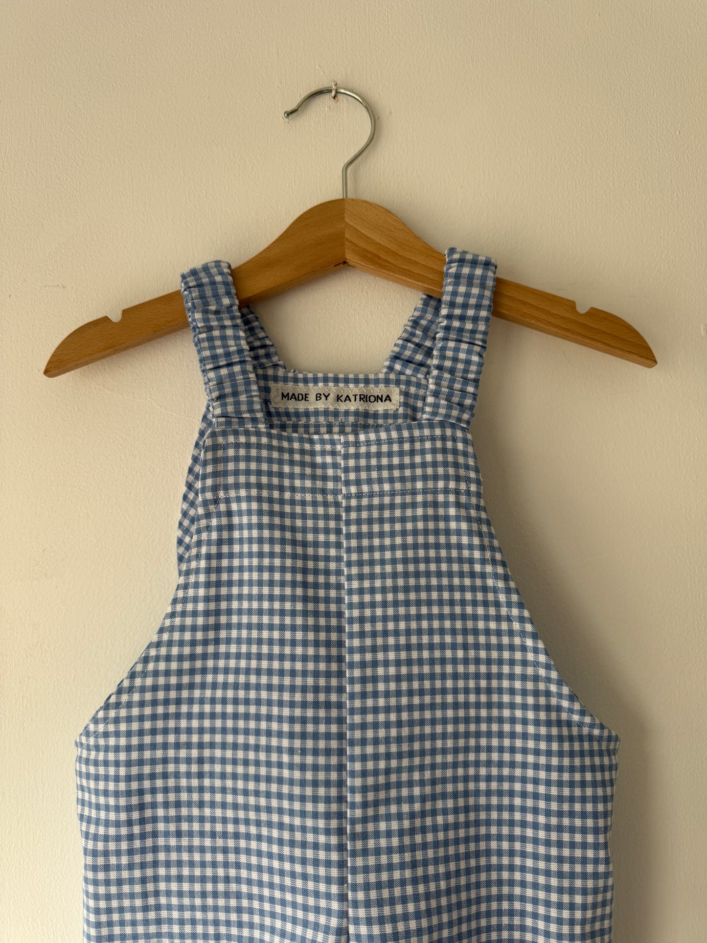 Sky blue gingham bunny dungarees