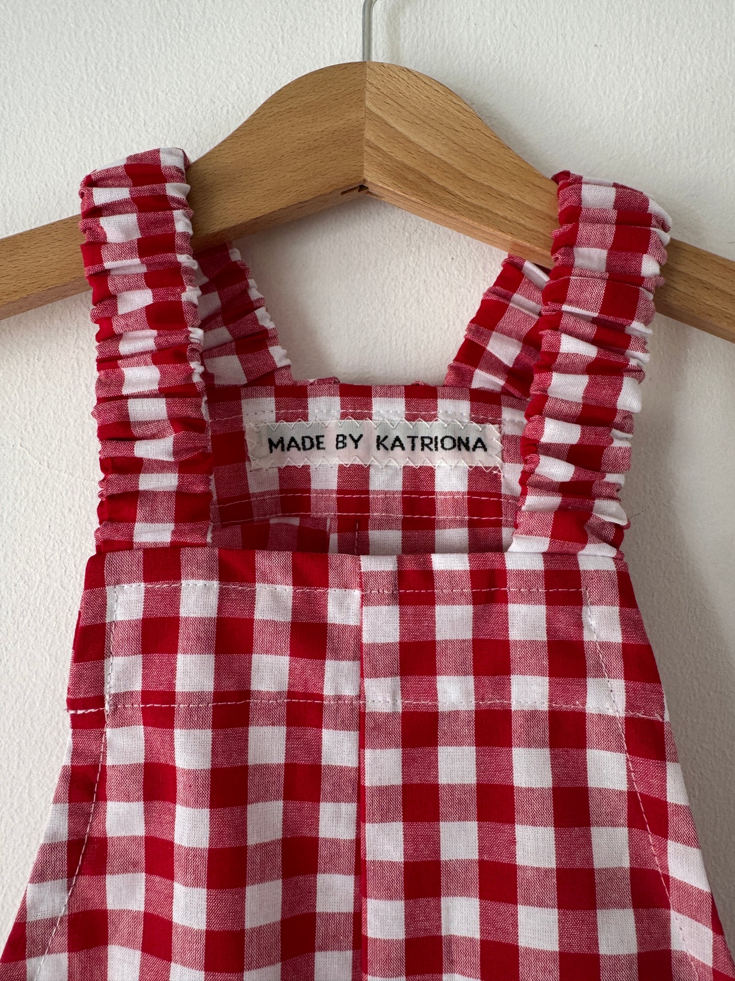 Sample bunny dungarees cherry red 2-3 years