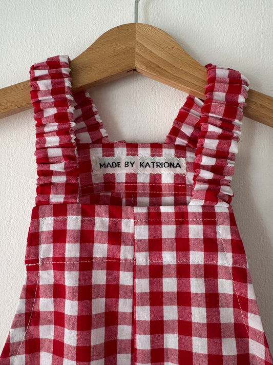 Sample bunny dungarees cherry red 2-3 years