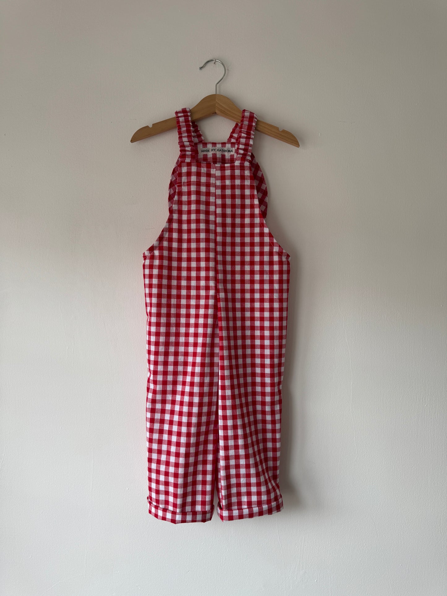 Sample bunny dungarees cherry red 2-3 years