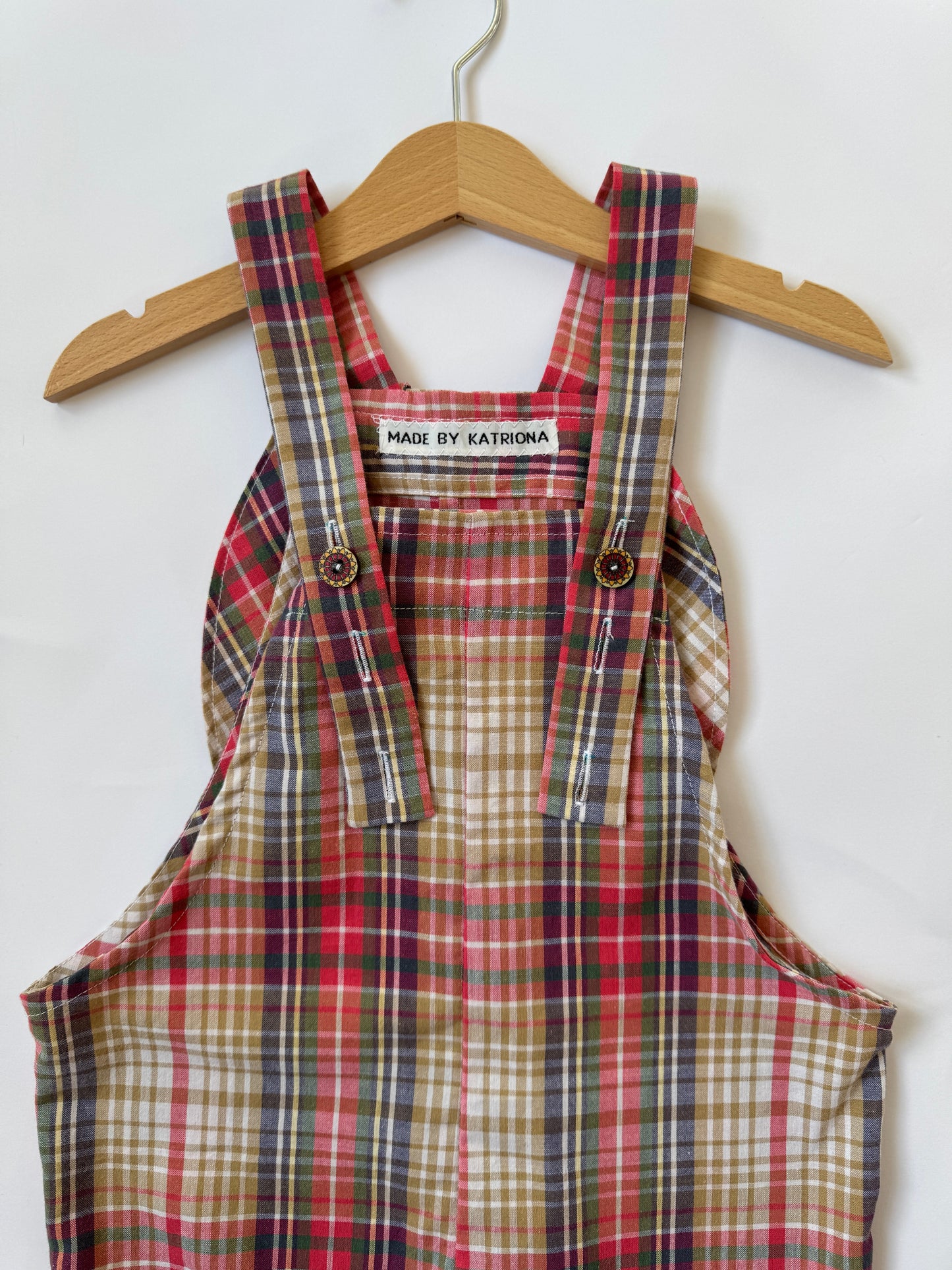 Multicolour check bunny dungarees (3 years)