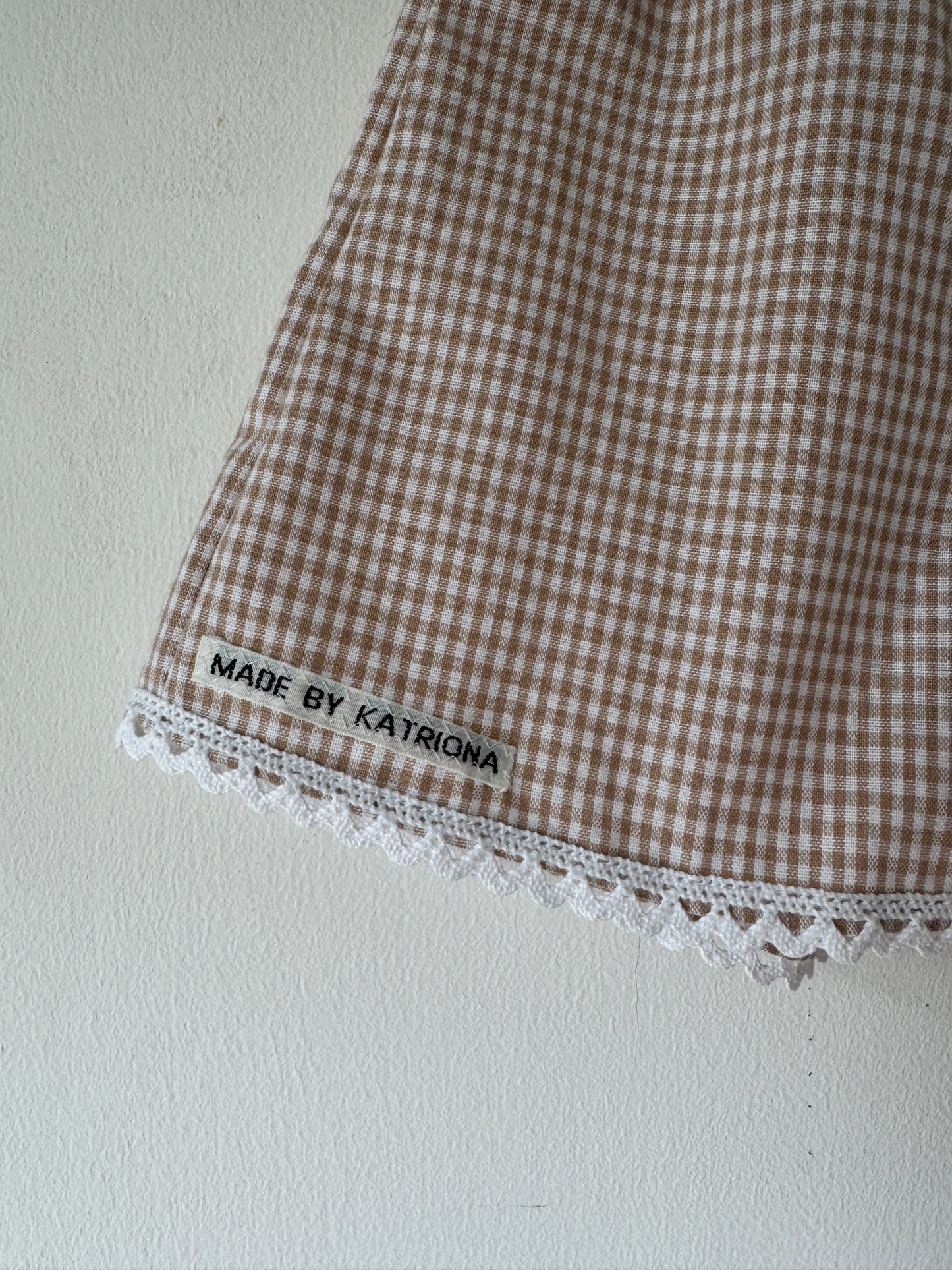 Beige gingham shorts 1-2 years - also available to request 'Made to Order'