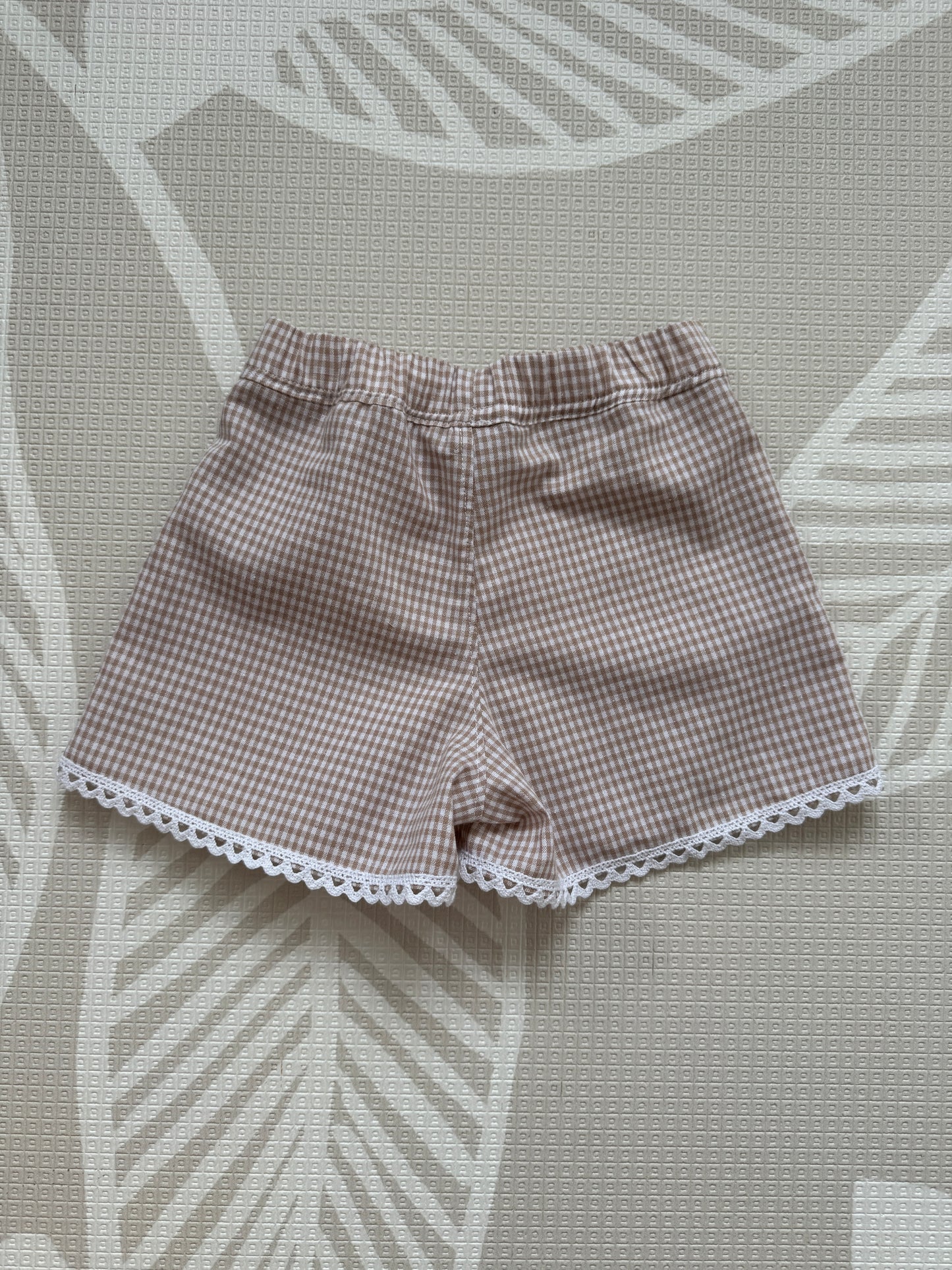 Beige gingham shorts 1-2 years - also available to request 'Made to Order'