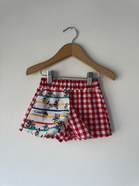 Disney Mickey/Gingham shorts 6-9 months