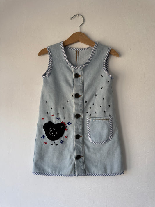 Hen appliqué denim dress 2-4 years