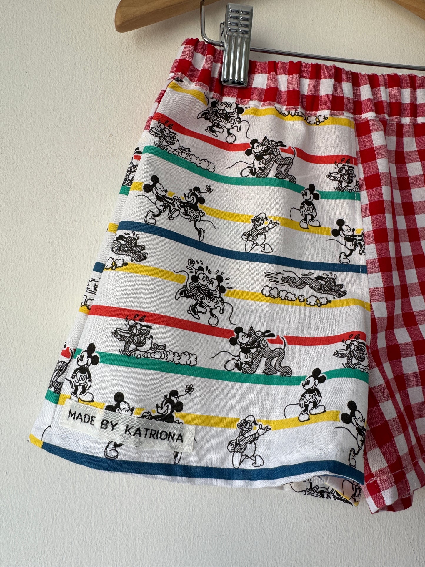 Disney Mickey Stripes/Gingham shorts 3-4 years