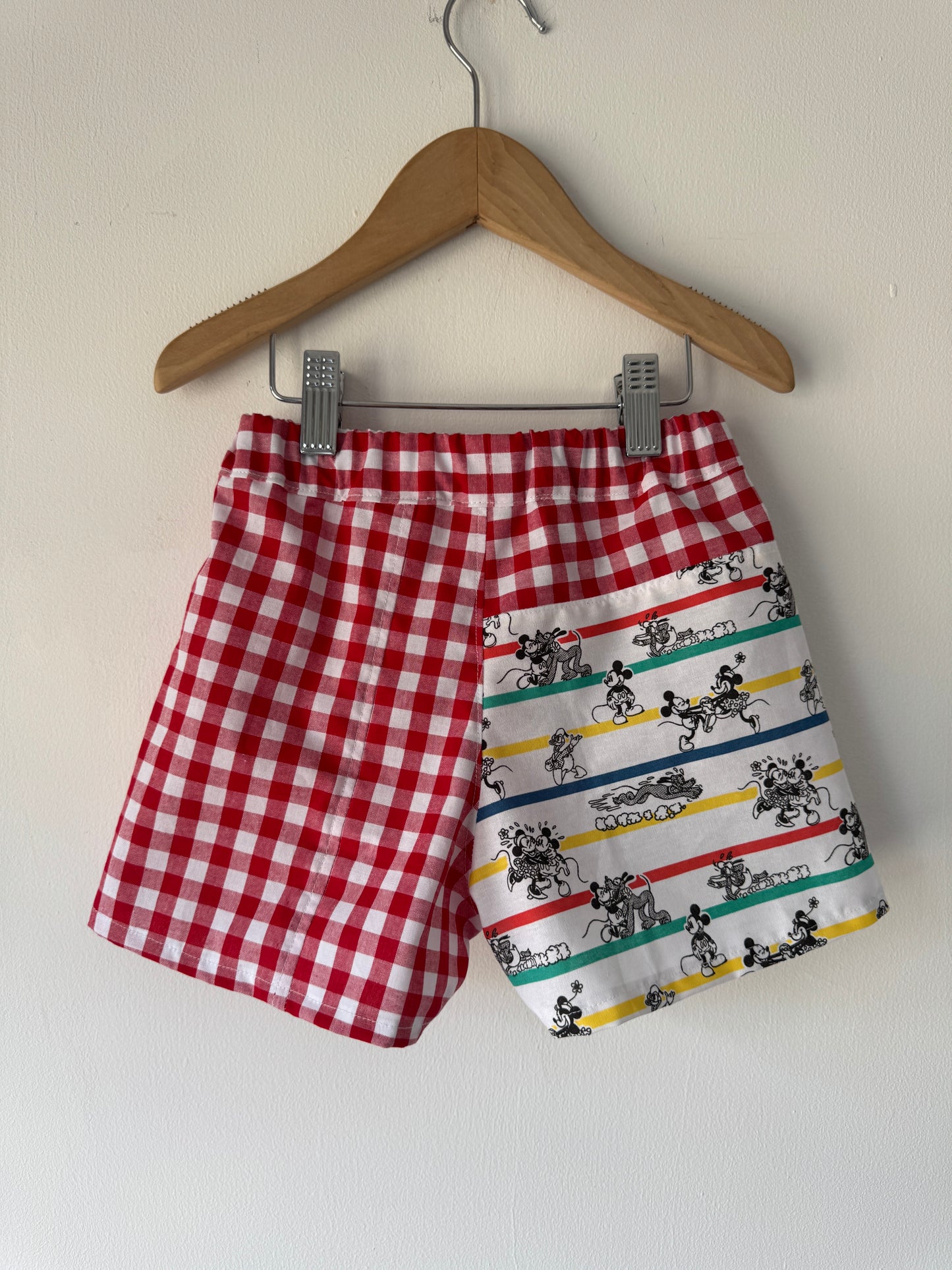 Disney Mickey Stripes/Gingham shorts 3-4 years