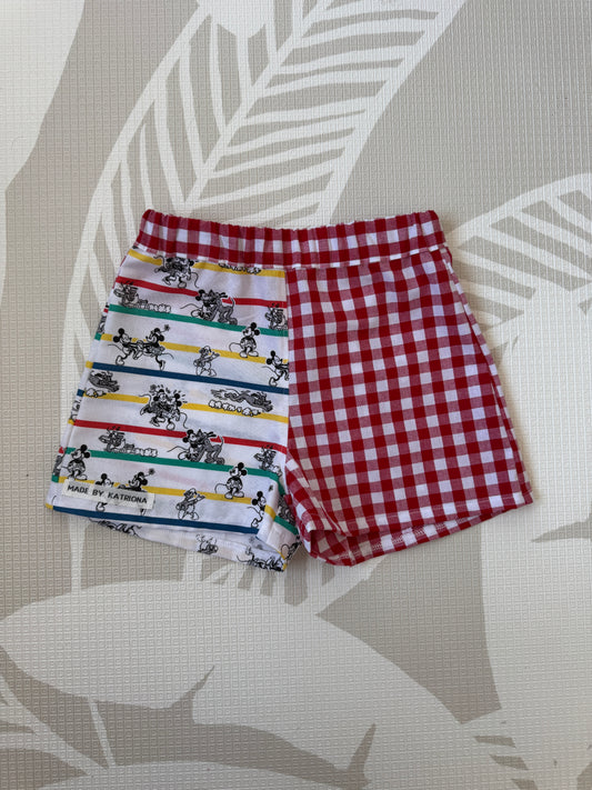 Disney Mickey Stripes/Gingham shorts 3-4 years