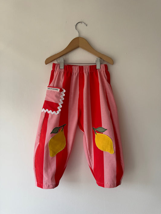 Lemon Striped Barrel Leg Pants 4-5 years