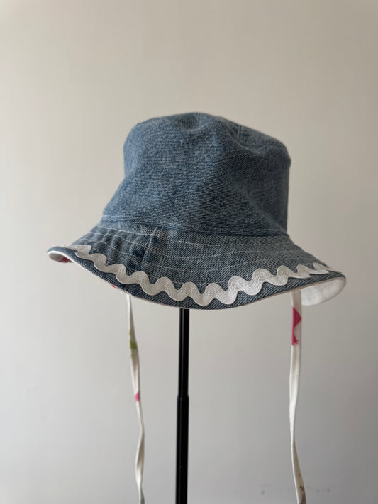 Denim & Dog Print Reversible Bucket Hat (5-10 years)